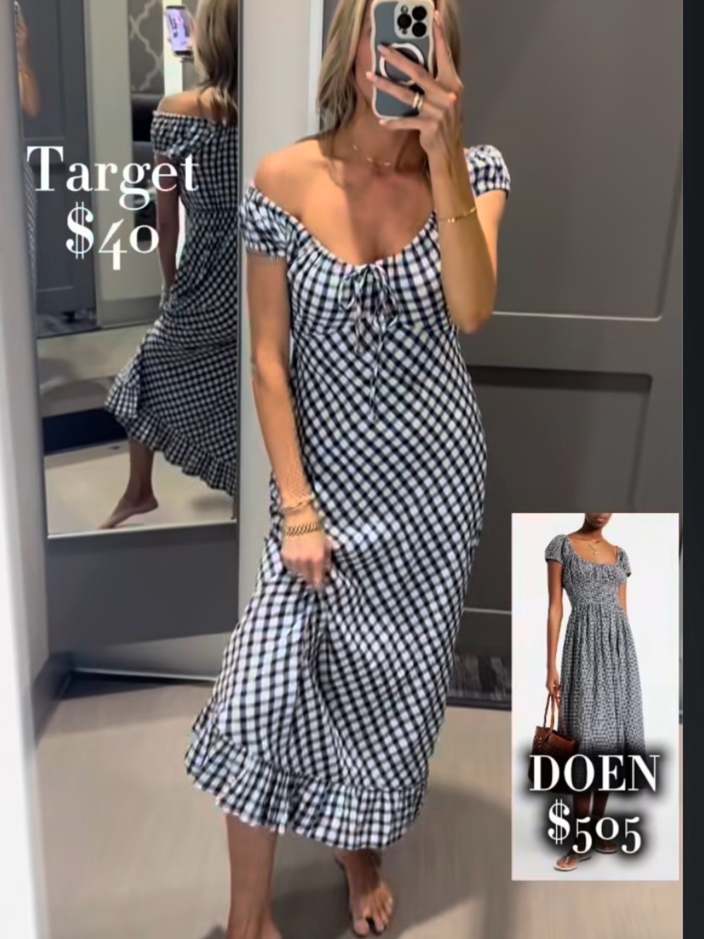 BNWT✨Universal Thread Puff Short Sleeve Gingham Dress - Picture 2 of 7